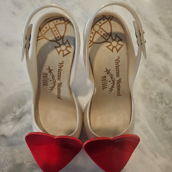 Vivienne Westwood Melissa Jelly Heels White Red - Picture 5 of 6